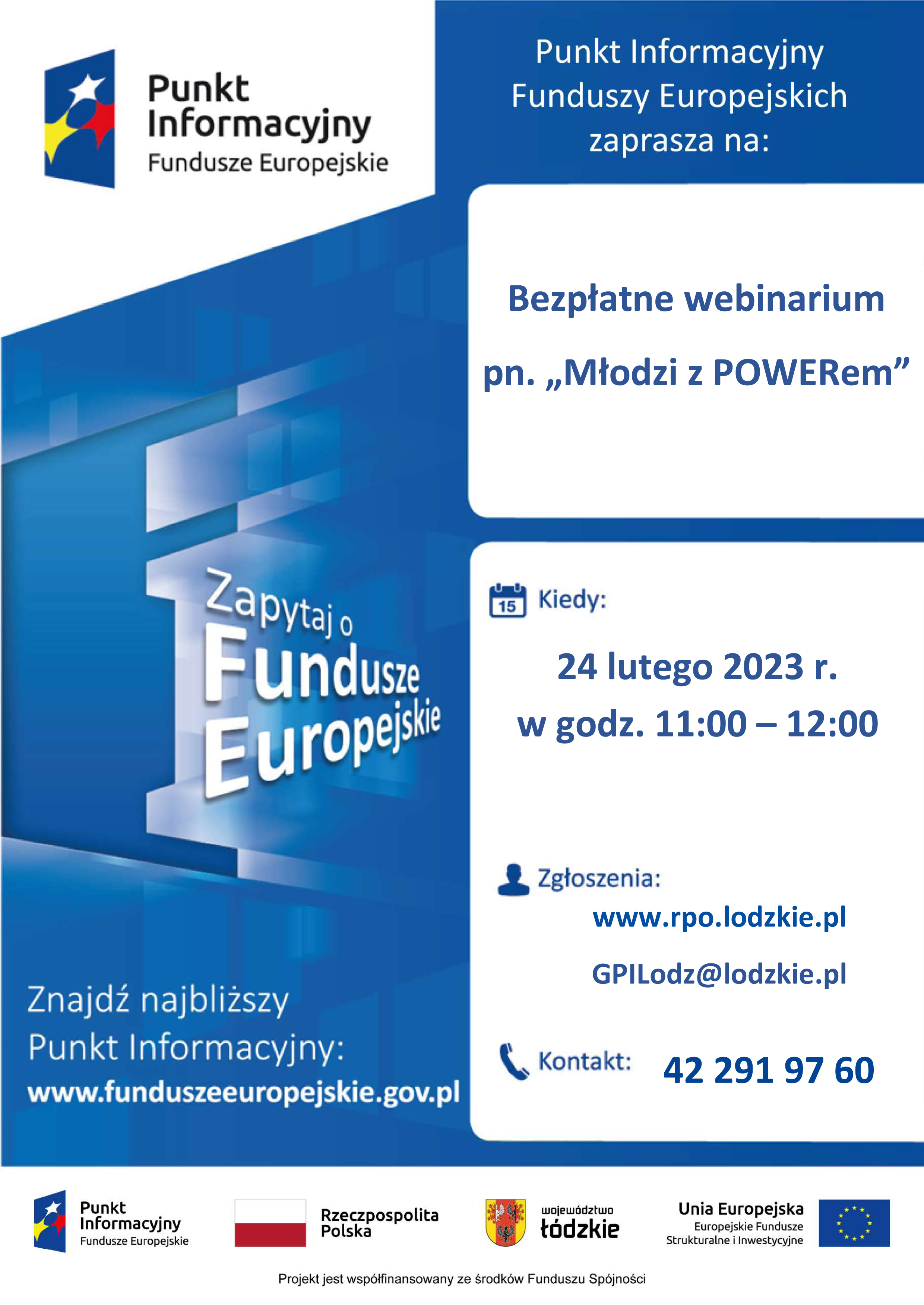 Plakat  webinar młodzi z powerem